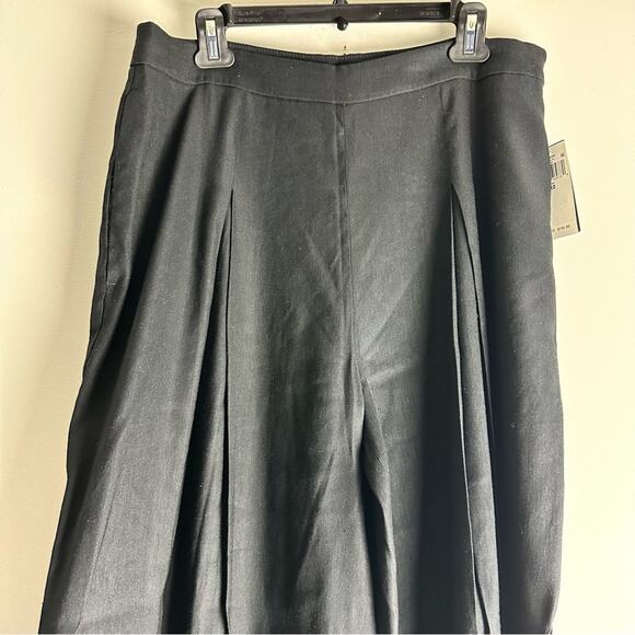 New Ralph Lauren Black Trouser Pants Wide Leg Linen Pleated Front Pockets 12 - Picture 6 of 15